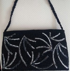 Black beaded and sequins evening bag